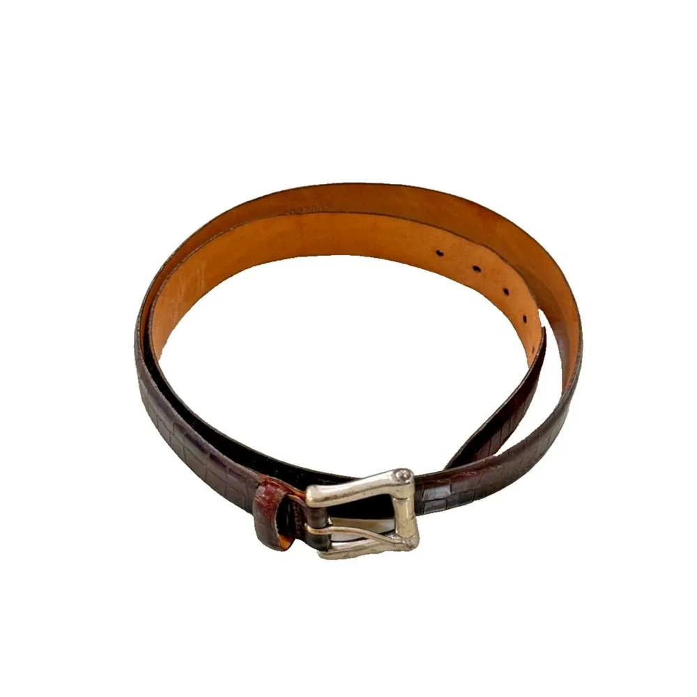 Vintage Martin Dingman Alligator Grain Belt Brown Calfskin Leather Belt Men's 40